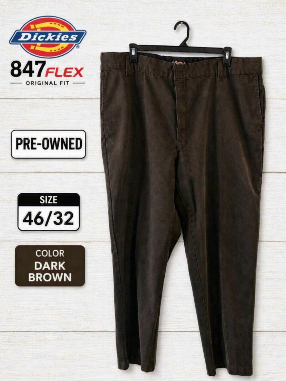 Dickies 874 Flex Work Pants 46x32 Dark Brown